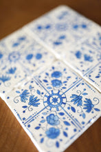 Delft Blue Painted tile Coaster, Grand Millennial Decor, Blue Painted marble coasters