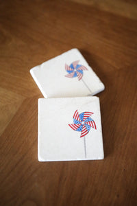 American Flag Pinwheel Coasters/ Patriotic Marble Coasters/ american flag decor/ stone coasters/ drink coasters/ custom coaster