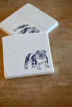 Bulldog Dog Marble Coasters, Hand Stamped, Set of 4