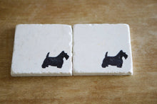 Scottie Dog Coasters: Hand Stamped Tumbled Marble Coaster Set