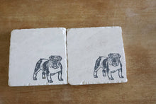 Bulldog Dog Marble Coasters, Hand Stamped, Set of 4