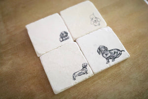 Dachshund Mix Marble Coaster Set of 4 for custom dog gift