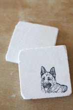 German Shepherd Head Marble Coaster Se