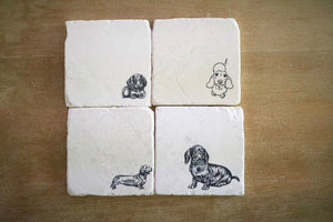 Dachshund Mix Marble Coaster Set of 4 for custom dog gift