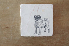 Pug Vintage Marble Coaster Set