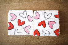 Valentines Day Heart Marble Coaster Set for Valentines Day gifts or Valentines Day home decor