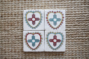 New Mexico Zia Coasters Set of 4. New Mexico Gift. Zia gift/ Albuquerque, Santa Fe, Taos, Las Cruces