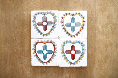 New Mexico Zia Coasters Set of 4. New Mexico Gift. Zia gift/ Albuquerque, Santa Fe, Taos, Las Cruces