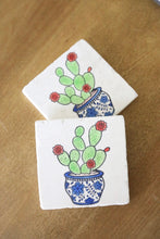 Cactus Chinoiserie Potted Marble Coaster Set