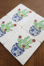 Cactus Chinoiserie Potted Marble Coaster Set