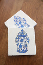 Blue and White Ginger Jar Marble Coaster Set