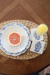 Blue and White Ginger Jar Marble Coaster Set