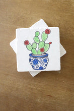 Cactus Chinoiserie Potted Marble Coaster Set