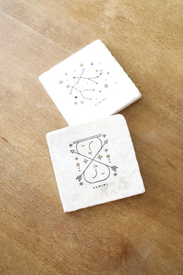 Gemini Zodiac Sign Coasters. Gemini gift, horoscope gift, marble coasters