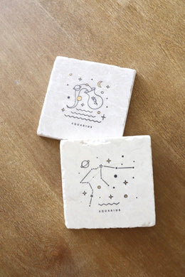 Aquarius Zodiac Sign Coasters