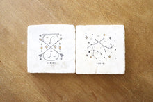 Gemini Zodiac Sign Coasters. Gemini gift, horoscope gift, marble coasters