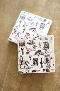 Western Toile Marble Coasters