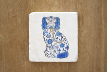 Blue and White Antique Staffordshire Dog Marble Coaster Set