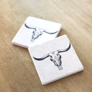 Bull Skull Longhorn Coasters