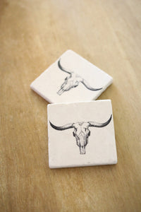 Bull Skull Longhorn Coasters