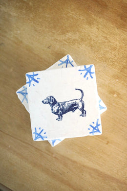 Dachshund Delft Tile Coasters