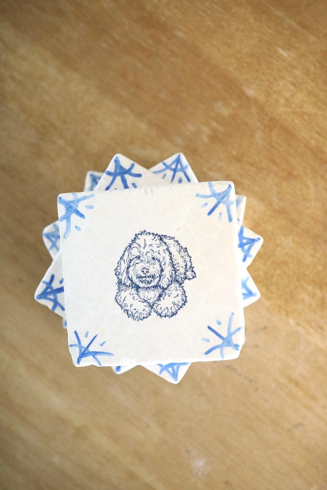 Goldendoodle Delft Tile Coasters