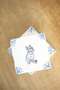 French Bulldog Delft Tile Coasters