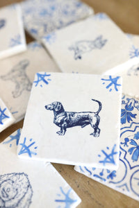 Dachshund Delft Tile Coasters