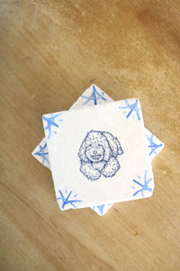 Goldendoodle Delft Tile Coasters