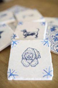 Goldendoodle Delft Tile Coasters