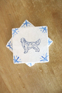 Golden Retriever Delft Tile Coasters