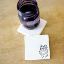 Chihuahua Coasters- Long Haired Chihuahua Gift- Chihuahua mom- Chihuahua marble coaster set- marble tile drink coasters