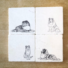 Collie Marble Coasters/ Collie gift/ Westie gift/ Collie coaster set/ stone coasters/ drink coasters