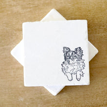 Chihuahua Coasters- Long Haired Chihuahua Gift- Chihuahua mom- Chihuahua marble coaster set- marble tile drink coasters