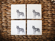 Blue Heeler Marble Coaster Set