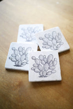Prickly Pear Cactus Marble Coaster Set