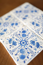 Delft Blue Painted Tile Marble Coasters