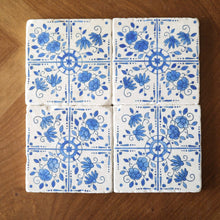 Delft Blue Painted Tile Marble Coasters