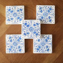 Delft Blue Painted Tile Marble Coasters