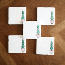 Topiary Boxwood Tree Marble Coasters