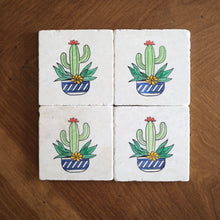 Potted Saguaro Cactus Marble Coasters