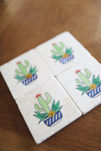 Potted Saguaro Cactus Marble Coasters