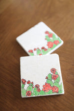 Prickly Pear Cactus Marble Coaster - cactus decor coasters- free shipping- Arizona Marble Coaster Set- Tile Coasters- Stone Coaster Set
