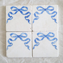 Blue Bow Marble Coasters