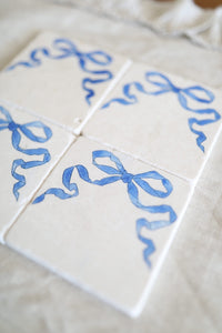 Blue Bow Marble Coasters