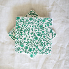 Green Floral Vine Marble Coasters