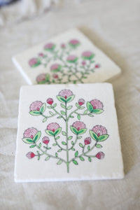 Block Print Painted Marble Coasters