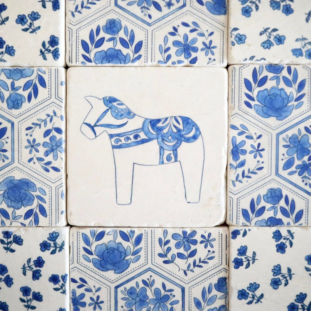 Large Dala Horse Marble Coasters