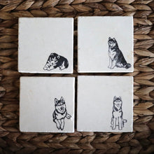 Husky Dog Marble Coaster Set