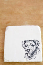 Pitbull Silhouette Marble Coasters